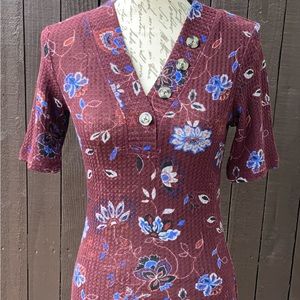 William Rast Size XS Erica Winetasting Floral Short Sleeve Top